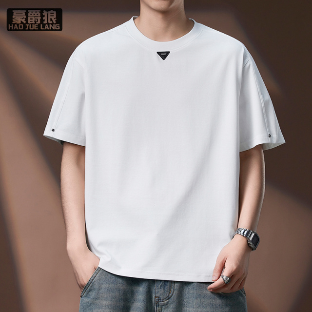 13502772.短袖男夏季时尚新款美式复古冰丝棉t恤男装宽松百搭休闲半袖上衣