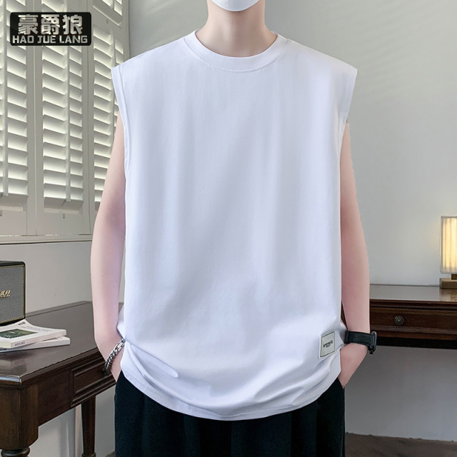 13502747.可脱卸挂链青少年圆领宽背无袖背心时尚夏季新款百搭学院风背心