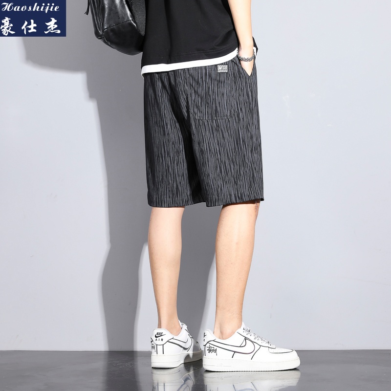 13502738.《百搭潮流》夏季爆款宽松五分短裤男舒适百搭冰丝高弹垂感中裤