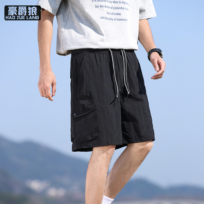 13502830.美式休闲工装短裤男夏季时尚新款透气直筒裤子户外运动五分裤