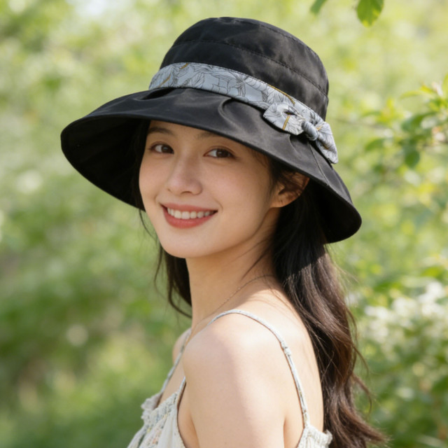 13532424.渔夫帽女遮阳帽盆帽女春夏高级感礼帽防紫外线太阳帽