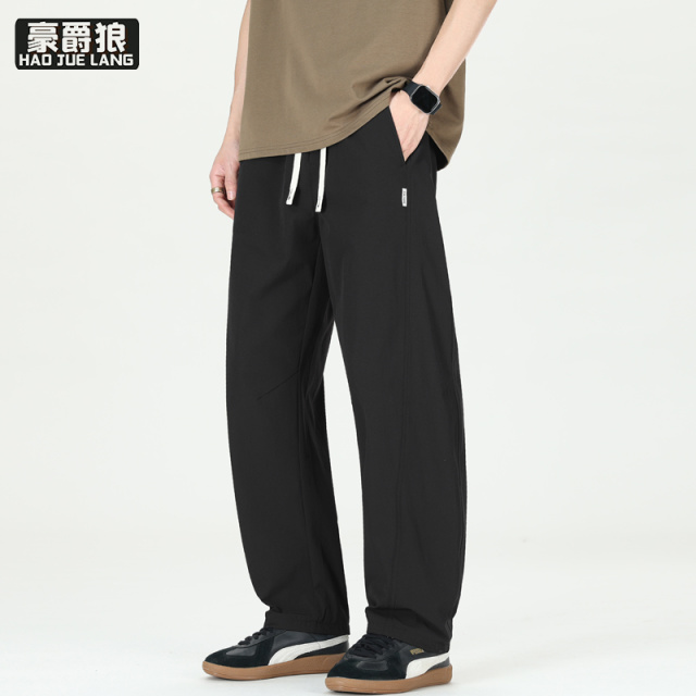 13502827.男士弯刀裤夏季薄款高级感休闲裤美式宽松直筒长裤子男款