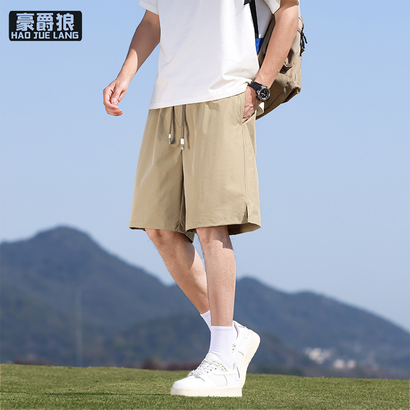 13502839.时尚短裤男款舒适新款夏季宽松透气运动直筒裤户外休闲五分裤