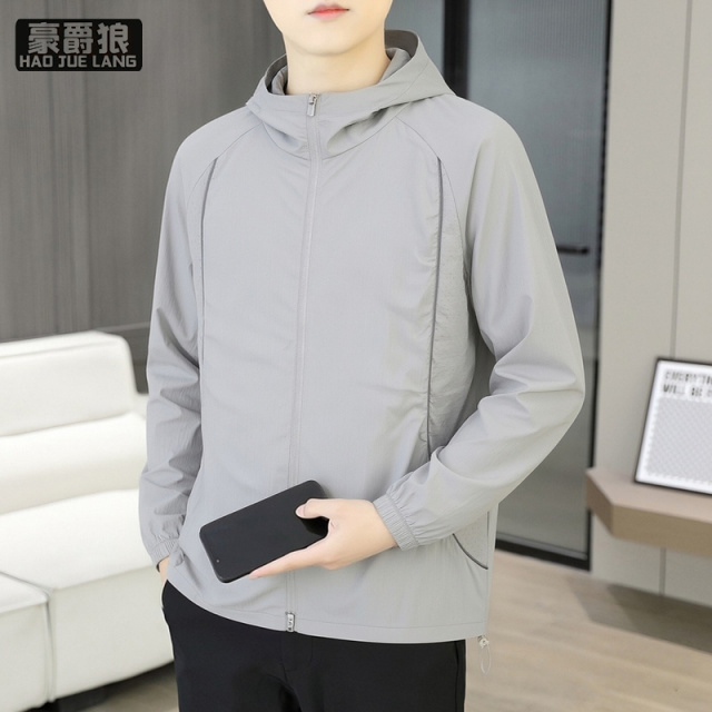 13502832.夏季新款透气冰丝防晒衣男薄款连帽外套防紫外线户外速干夹克