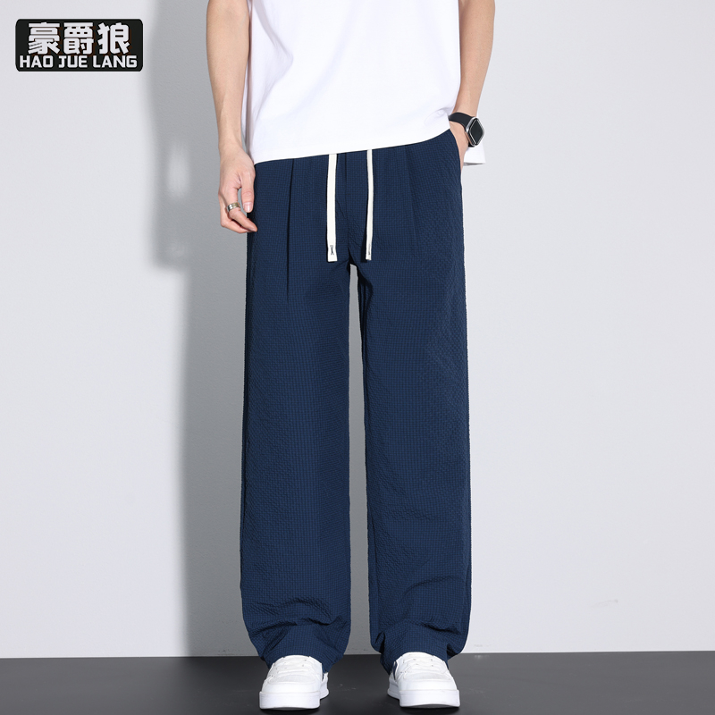 13502828.休闲裤男士舒适新宽松薄款百搭直筒透气速干通勤户外弯刀长裤