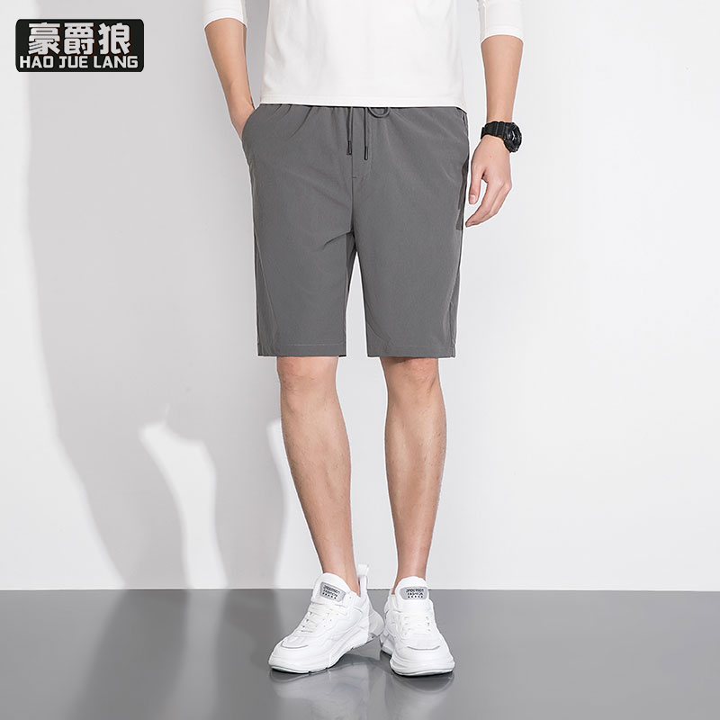 13502812.冰丝男士短裤夏季薄款弹力新款中年爸爸夏装宽松休闲五分裤子