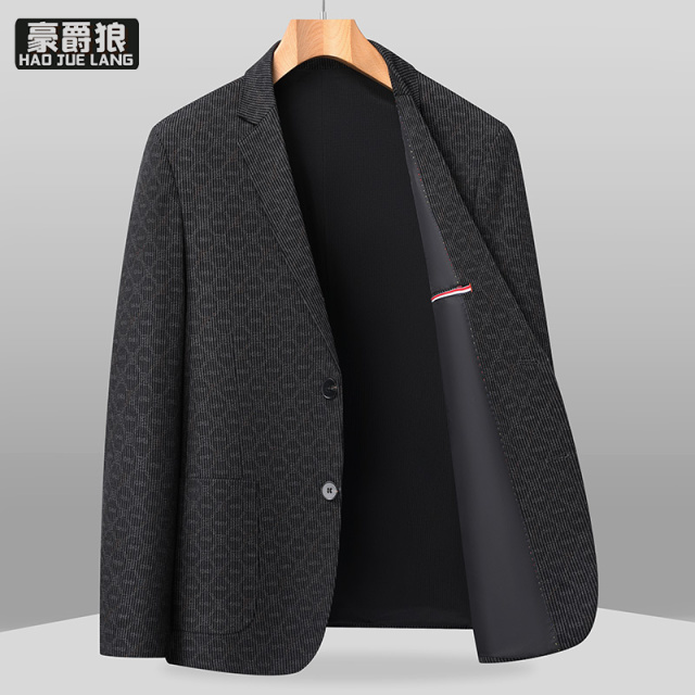 13502811.西装外套男士春季新款商务休闲西服免烫抗皱单西中年爸爸上衣
