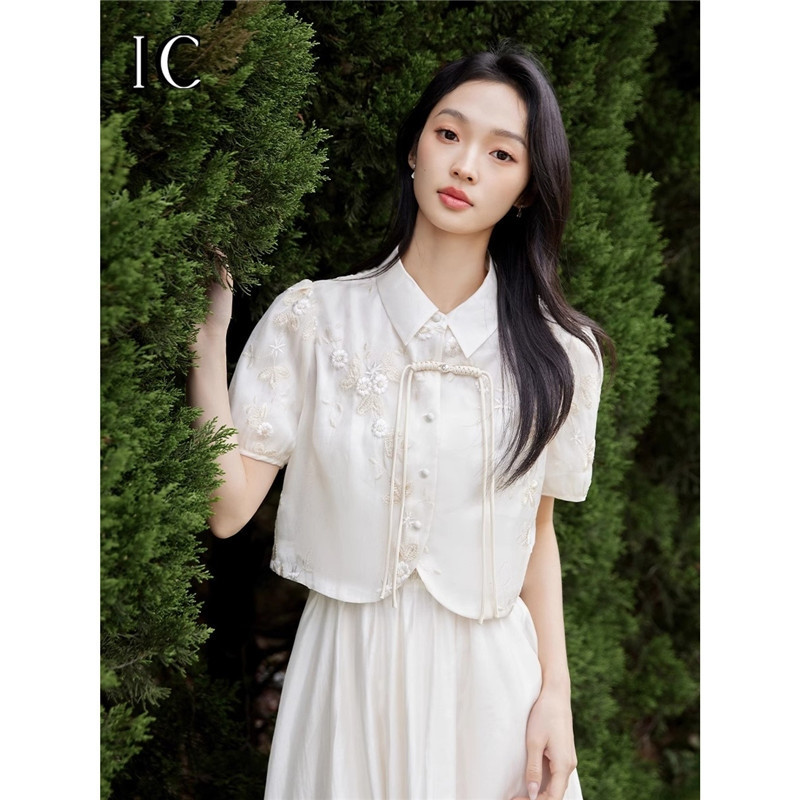 13506095.新中式国风盘扣两件套连衣裙短袖T恤女中长款半身裙舒适套装