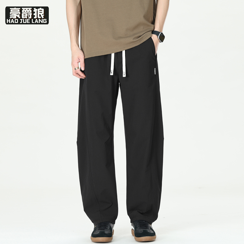 13502827.男士弯刀裤夏季薄款高级感休闲裤美式宽松直筒长裤子男款