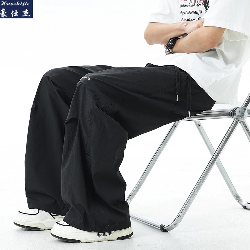 13502737.《百搭潮流》夏季新款青少年工装直筒百搭休闲裤弯刀裤子
