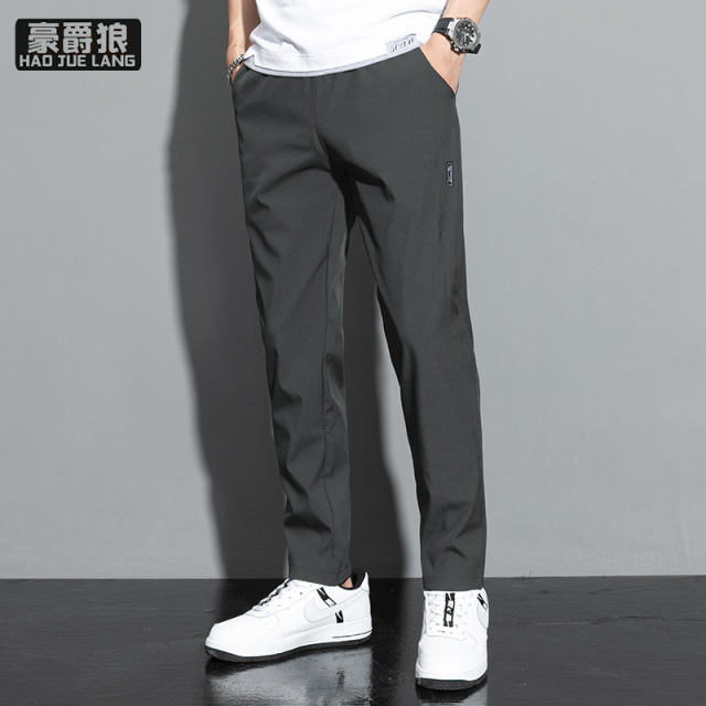 13502833.夏季新款冰丝裤男速干休闲裤时尚百搭直筒裤长裤子男装运动裤