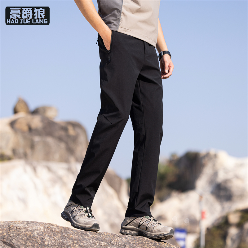 13502764.男士直筒休闲裤舒适夏季薄款宽松运动裤时尚百搭抗皱工装长裤