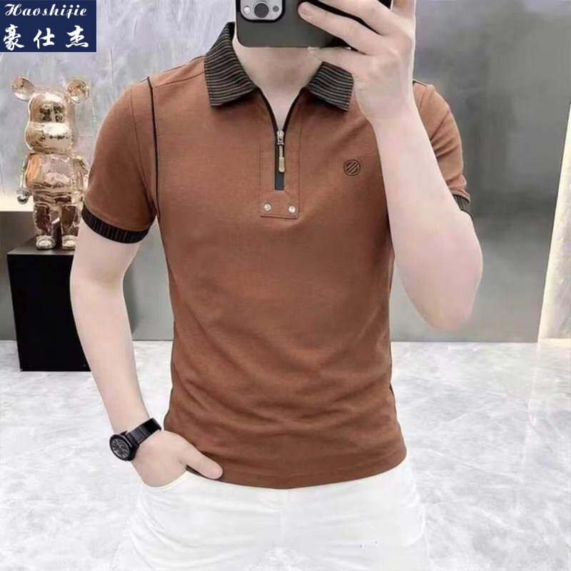 13509234.《舒适透气》夏季新款百搭潮流休闲T恤男时尚短袖Polo衫
