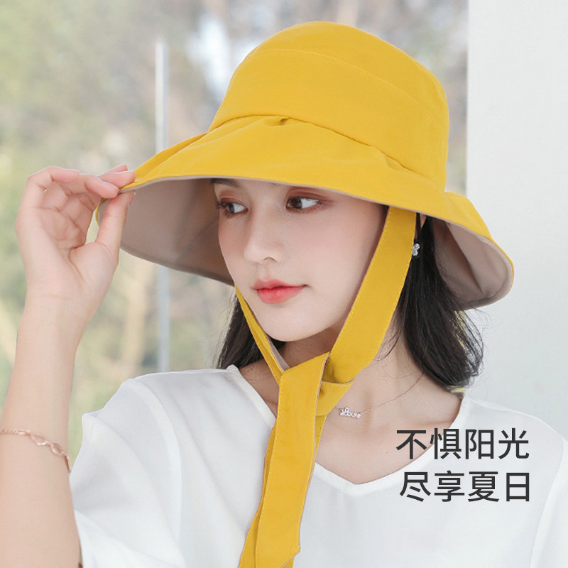 13532103.【防紫外线】大檐遮阳帽女士夏季户外防晒可折叠简约帽子