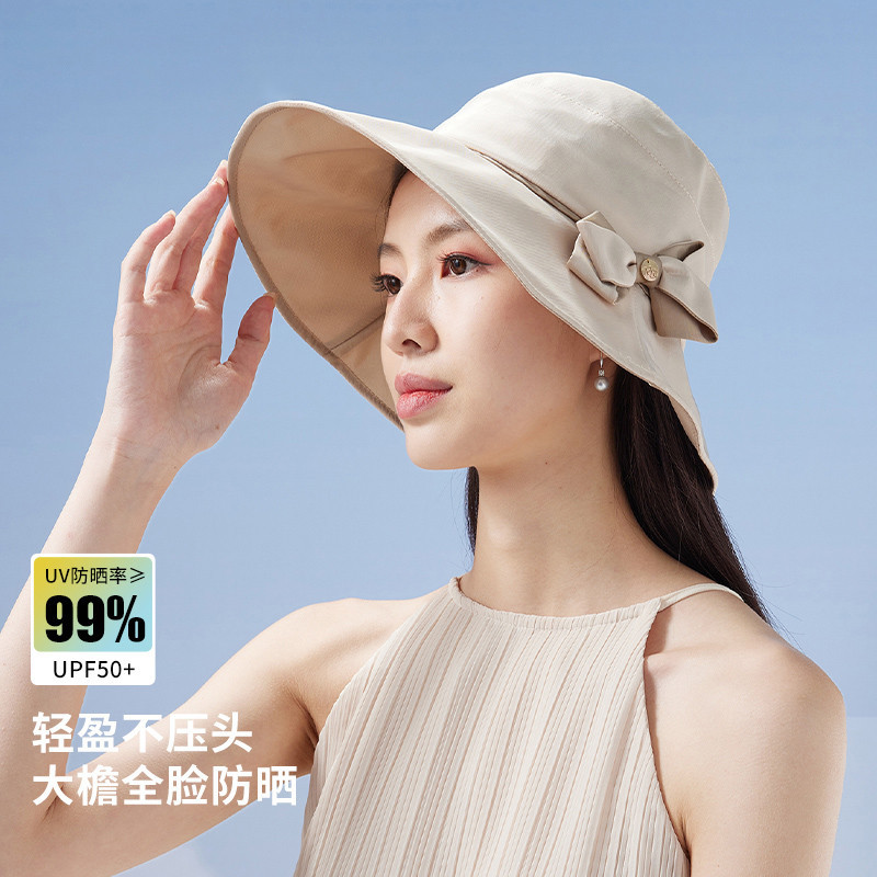 13532045.【防紫外线】大檐遮阳帽女士夏季户外防晒可折叠太阳帽旅游好物