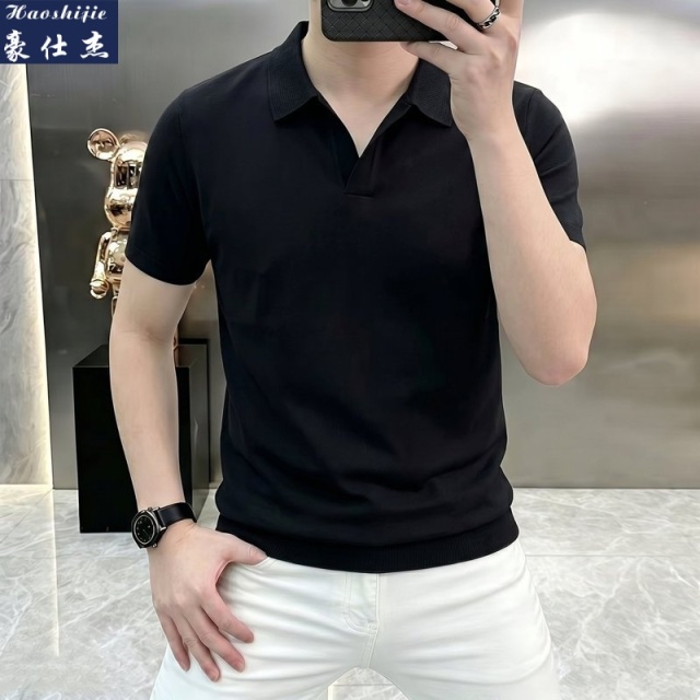 13509224.《休闲潮流》高弹休闲舒适透气夏季新款T恤男时尚短袖Polo衫