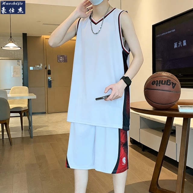 13509160.篮球服男冰丝速干网眼无袖运动服套装青少年训练求服