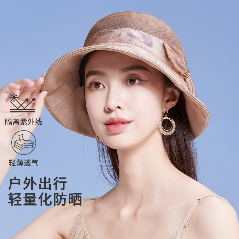 13512856.红豆渔夫帽防紫外线【100%桑蚕丝】透气遮阳帽女夏季防晒帽子可折叠