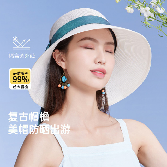 13531170.【防紫外线】大檐遮阳帽女士夏季户外防晒可折叠太阳帽