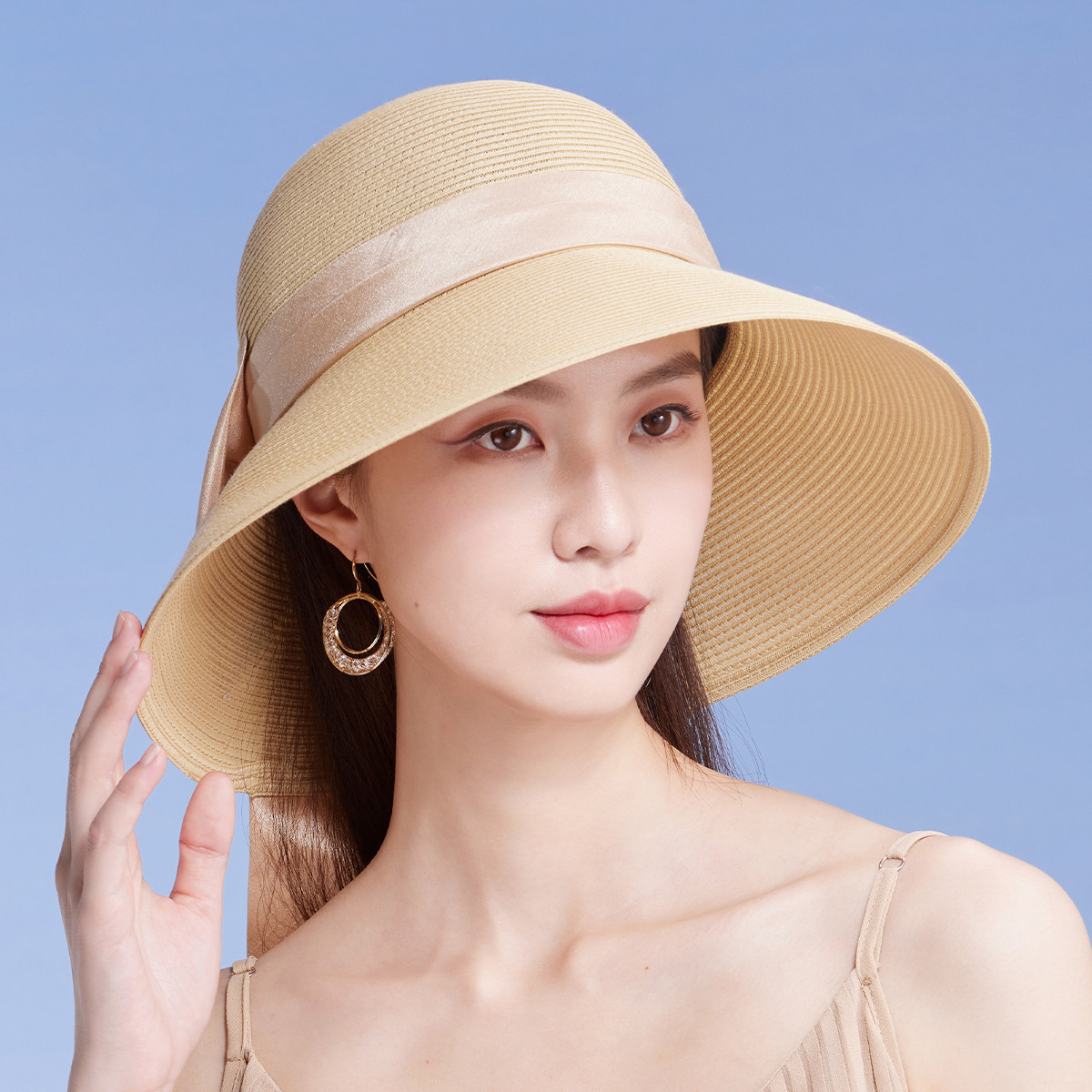 13531170.【防紫外线】大檐遮阳帽女士夏季户外防晒可折叠太阳帽