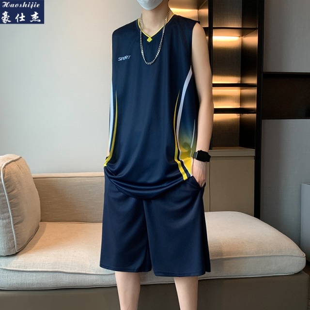 13509162.《简约潮流》夏季篮球服速干透气青少年短袖运动服球衣休闲套装