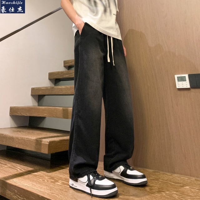 13510996.《潮流时尚》春夏秋新款青少年男士休闲宽松直筒阔腿牛仔裤