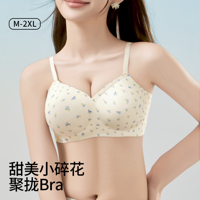 13510198.【少女田园 裸感无痕】小胸聚拢无钢圈舒适防下垂女士内衣文胸罩