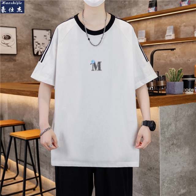 13512831.青少年纯棉搭时尚潮流休闲短袖T恤夏季男百青春帅