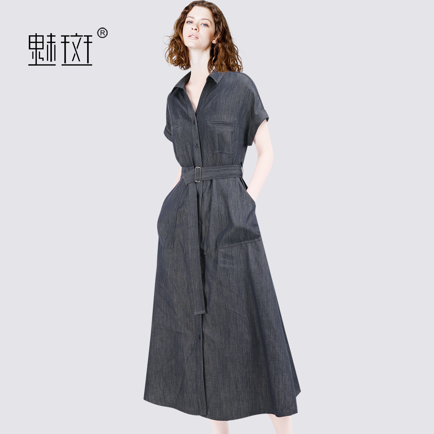 13510229.魅斑衬衫连衣裙牛仔裙子