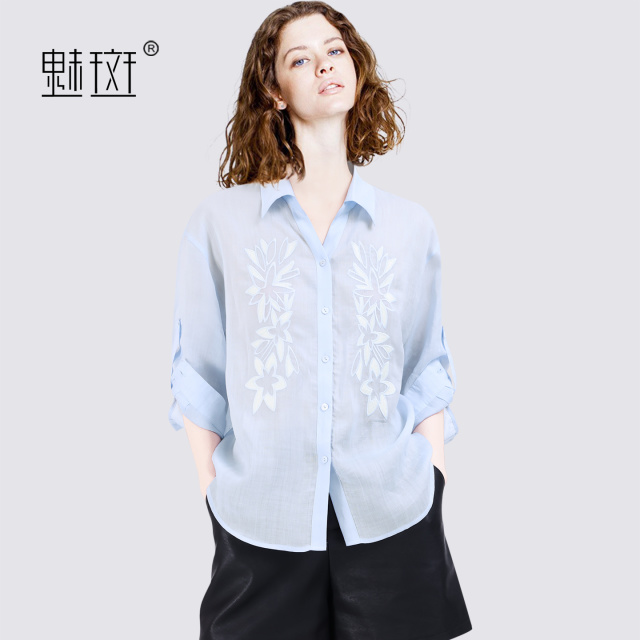 13510208.魅斑衬衫上衣修身衬衣