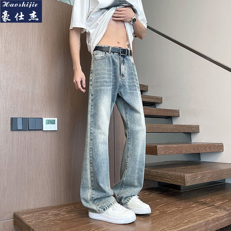 13510995.《时髦酷飒》春夏秋男士宽松微喇牛仔裤