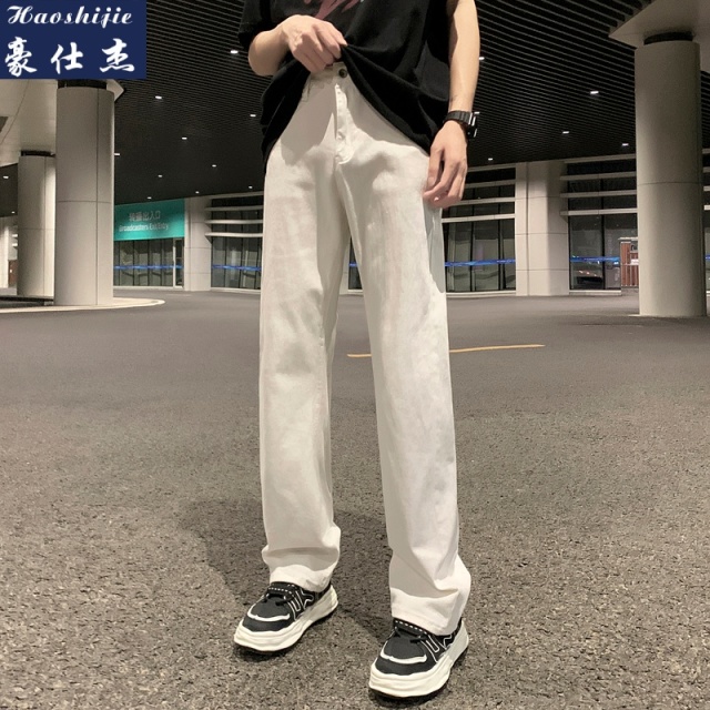 13510997.《潮流舒适时尚》四季青少年男士休闲宽松微喇牛仔裤