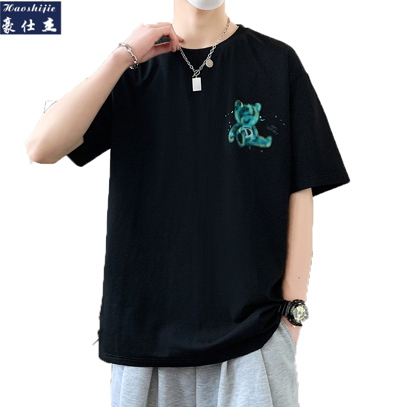 13512832.痞帅个性时尚卡通夏季短袖T恤男士圆领半袖T潮牌男装休闲百搭