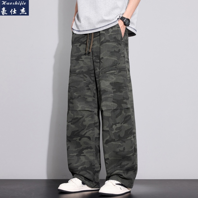 13510990.《简约休闲》春夏季潮流青少年男士牛仔裤休闲迷彩弯刀裤