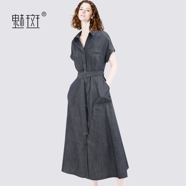 13510229.魅斑衬衫连衣裙牛仔裙子