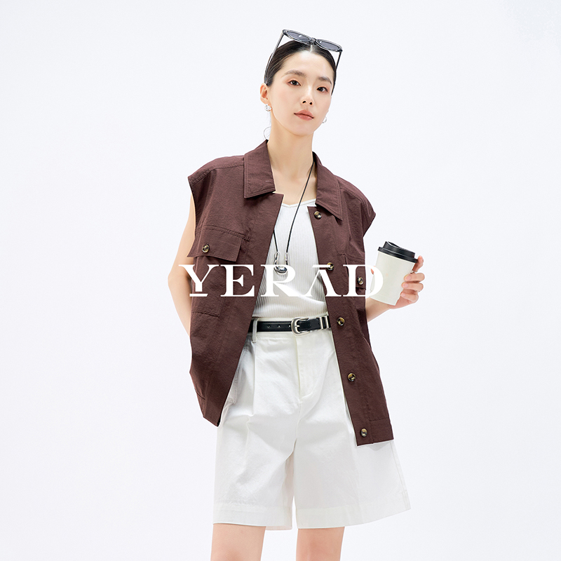 13515798.【娅丽达】老钱气质宽松无袖工装马甲女上衣休闲背心外套