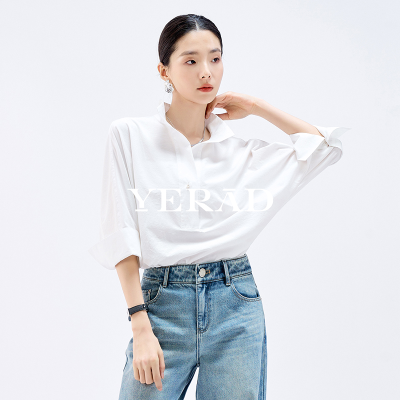 13515006.【娅丽达】高级法式通勤宽松七分袖衬衫女休闲衬衣