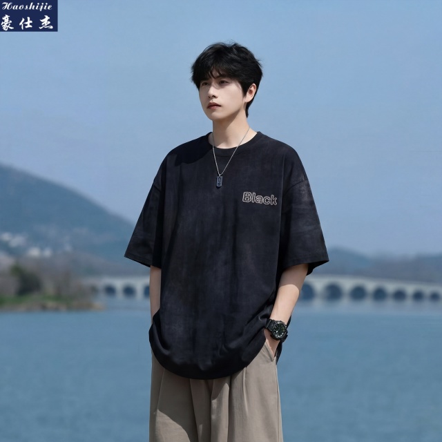 13516171.《简约时尚》夏季新款T恤短袖男少年T恤男半袖t恤