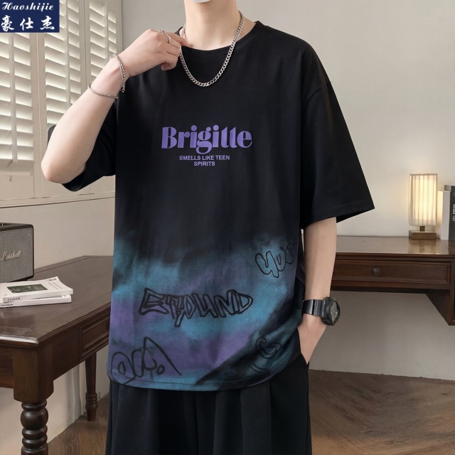 13516172.《简约时尚》夏季新款百搭T恤短袖男少年半袖t恤