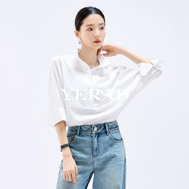 13515006.【娅丽达】高级法式通勤宽松七分袖衬衫女休闲衬衣