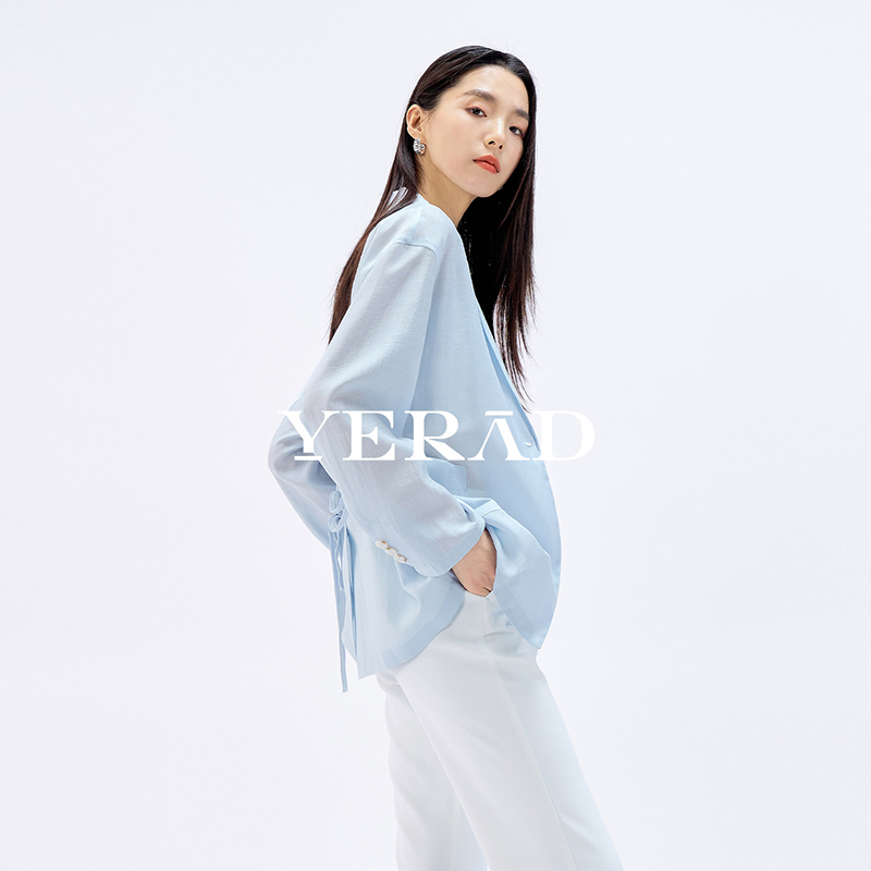 13515070.【娅丽达】轻氧系通勤醋酸亚麻轻薄西装外套女廓形西服