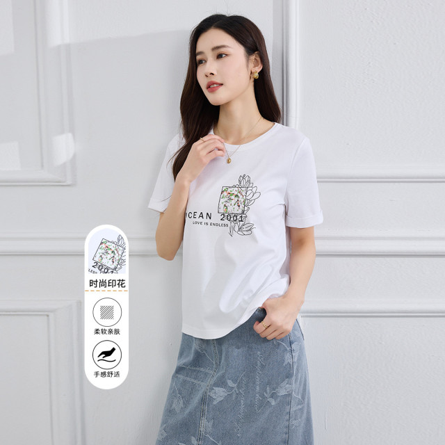 13521375.【超值福利】印花T恤夏季时尚简约舒适百搭短袖上衣女