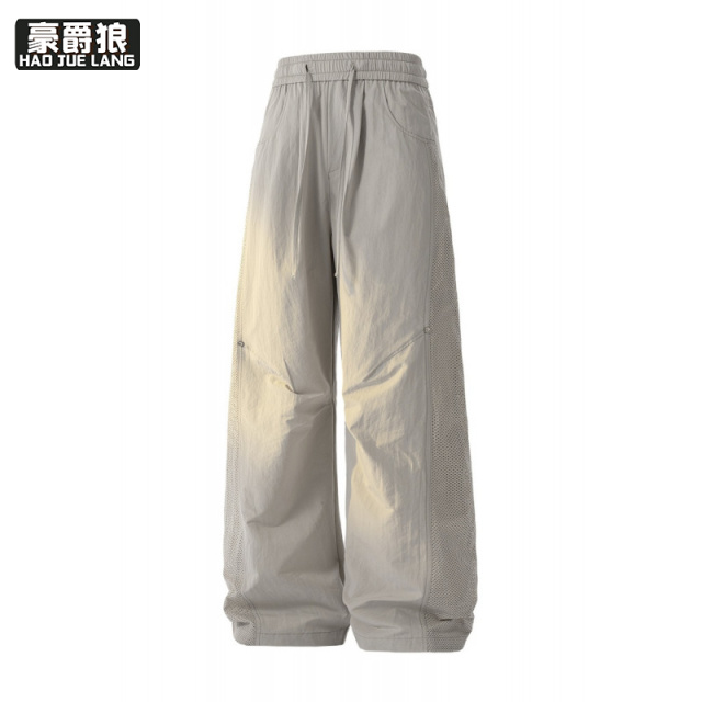 13519047.美式冰丝速干网眼休闲裤男款舒适夏季薄款宽松直筒阔腿伞兵长裤子