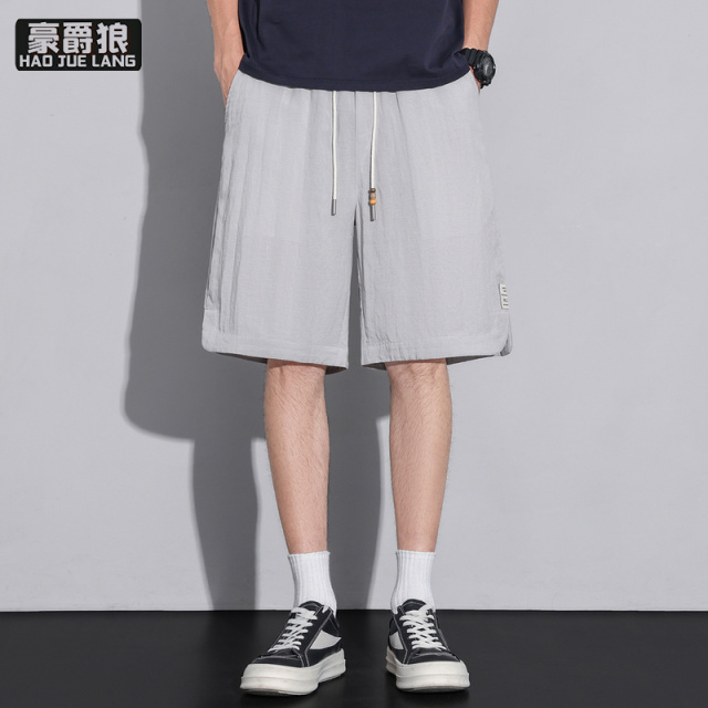 13519007.莱赛尔亚麻冰丝休闲短裤男款夏季宽松透气男装五分裤凉感中裤