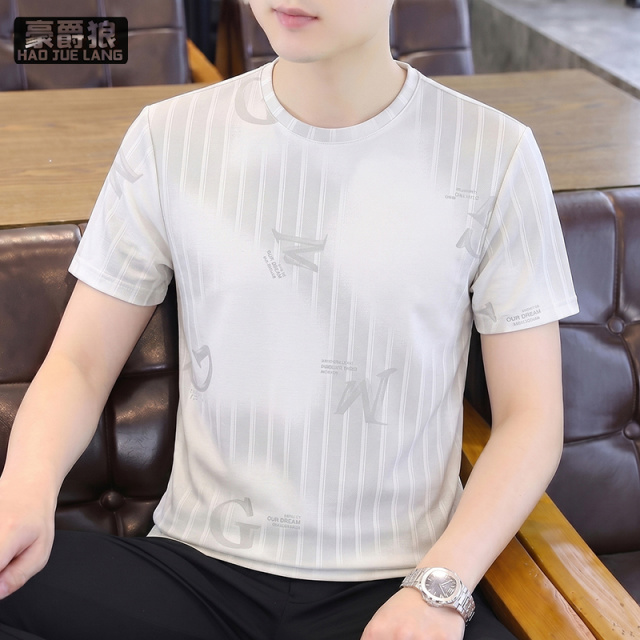 13518971.短袖男时尚夏季新款圆领T恤男休闲短袖打底衫青少年休闲百搭潮流