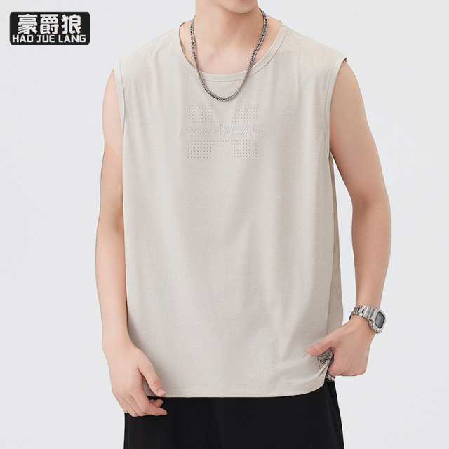 13518975.夏季新款男士无袖冰丝背心速干透气吸湿排汗运动背心t恤跑步休闲