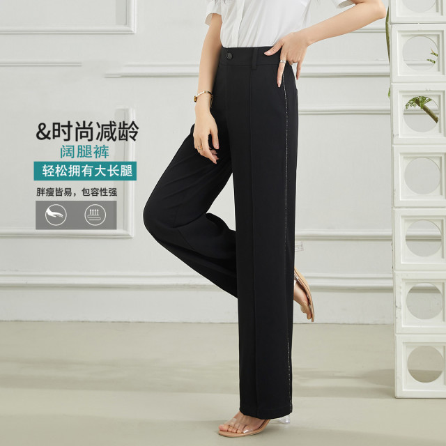 13521475.【阔腿裤】夏季纯色简约气质通勤女式休闲裤