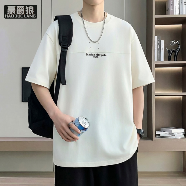 13519053.夏季新款男士短袖T恤圆领时尚青春潮流简约半袖宽松百搭休闲男生