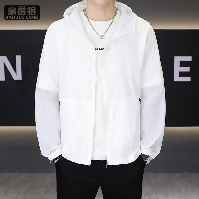 13519033.连帽纯色青年宽松潮牌防晒服夏季男士高级潮流户外冰丝薄夹克外套