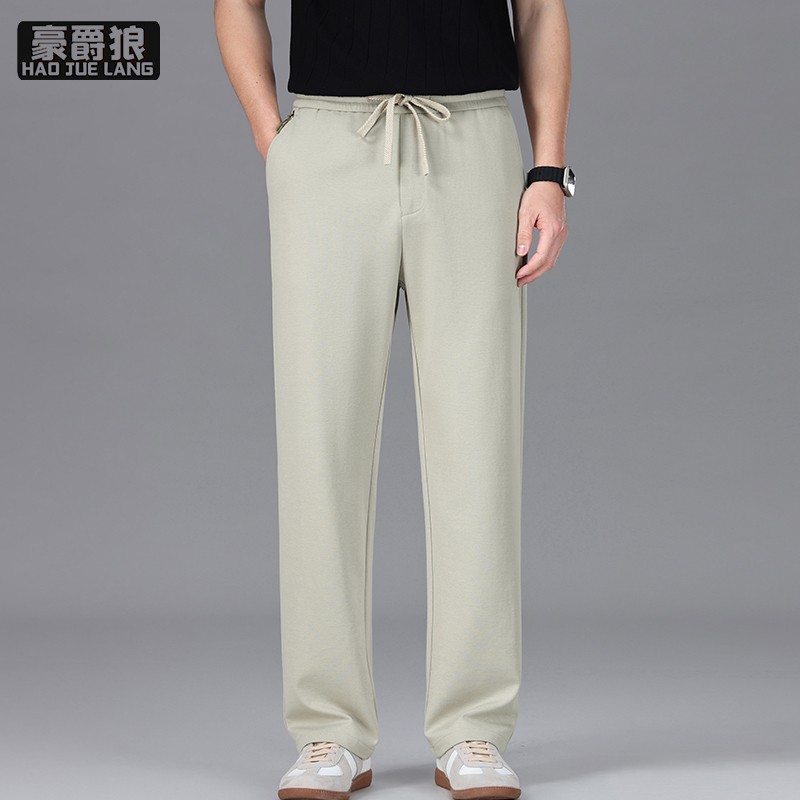 13519010.男士夏季薄款亚麻天丝休闲裤凉感透气松紧腰弹力中青年运动长裤潮